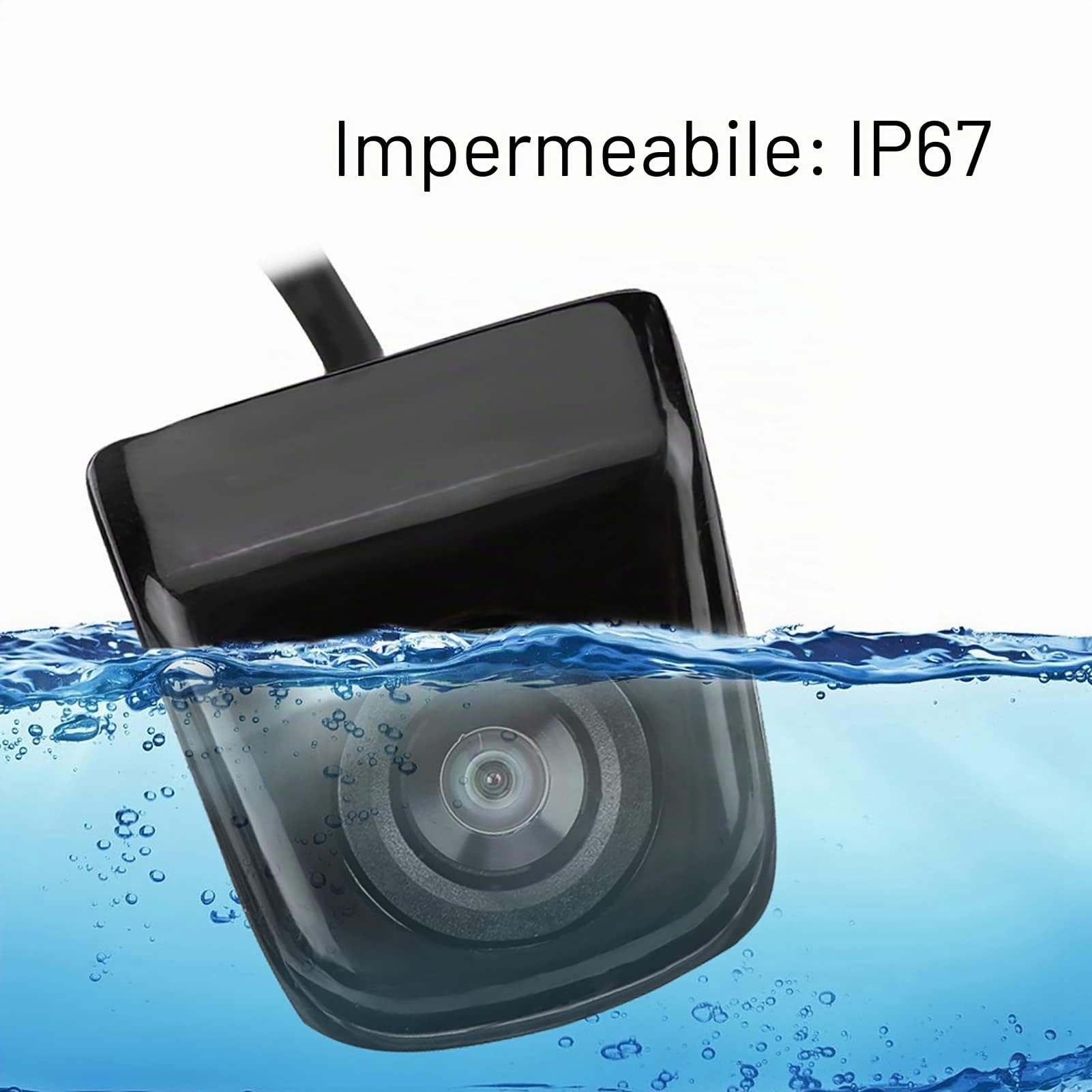KIMISS 12V DC per parcheggio retromarcia, monitor automatico con obiettivo grandangolare ad alta definizione 170 °, visione notturna buona, impermeabile a tenuta stagna (nero)