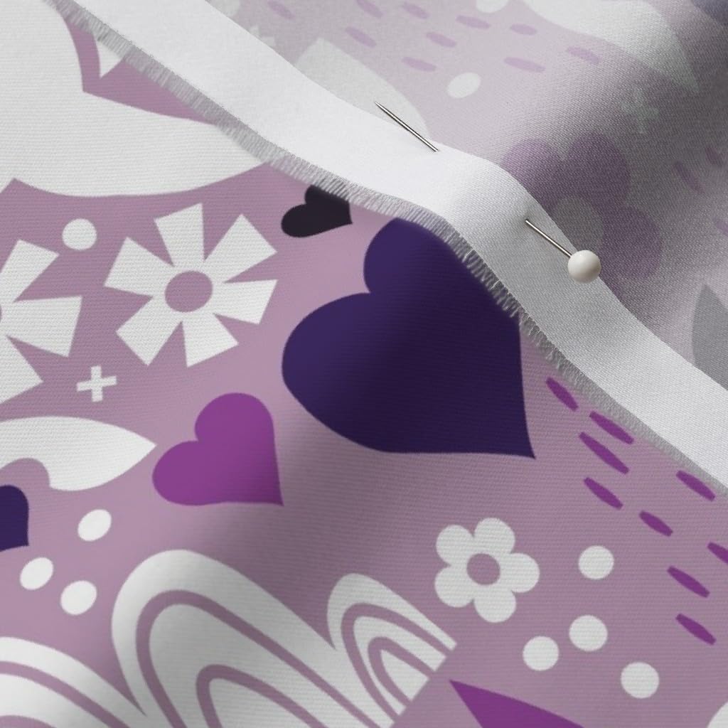 Spoonflower Fabric - Swedish Candy Garden Unicorn Kids Flowers Purple Rainbow Printed on Organic Cotton Sateen Fabric by The Yard - Sewing Quilting Apparel Home Decor