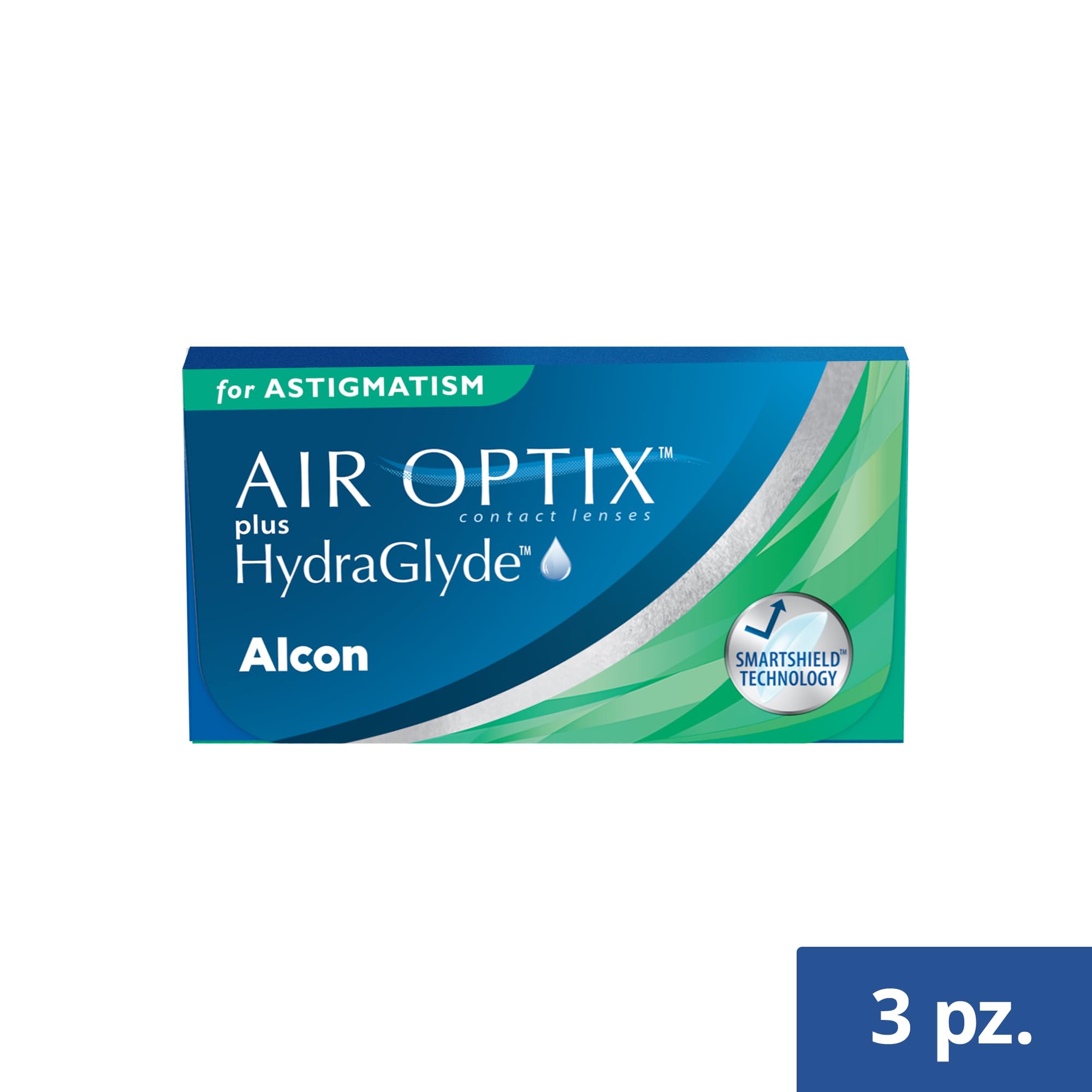 Air Optix Plus HydraGlyde for Astigmatism Lenti a Contatto Mensili, 3 Lenti, BC 8.7 mm, DIA 14.5 mm, CYL -0.75, Asse 90, +1.5 Diopt