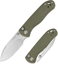 Kizer Drop Bear 2 Pocket Knife, 2.92" AEB-L Drop Point Blade Folding Knife with Olive Green G10 Handle, Button Liner Lock EDC Knives with Jimping on Spine for Men Women V3619.2CD2