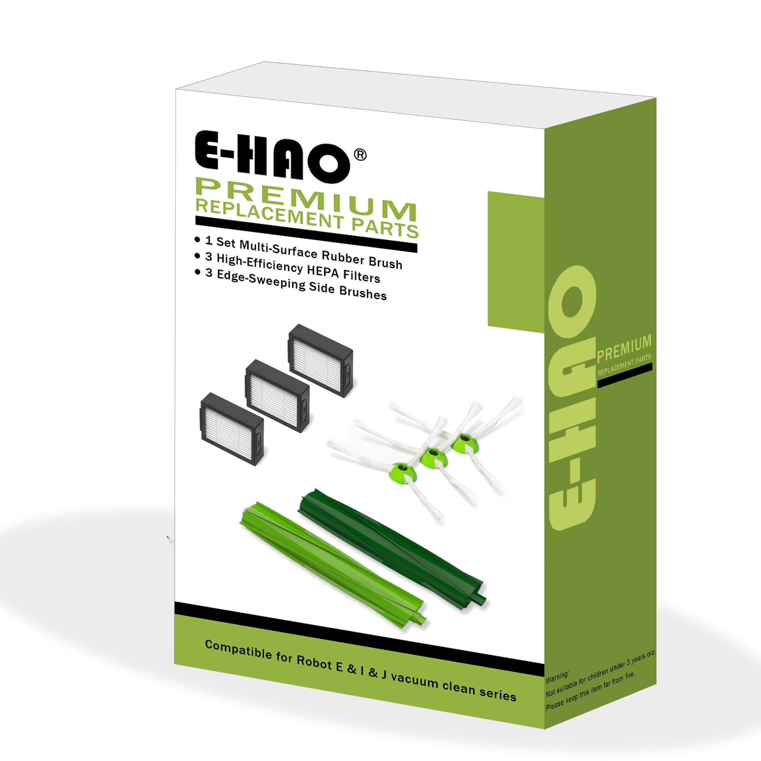 Replacement Vacuum Parts for iRobot Roomba i & j & e and Combo i & j Series, 1 Sets Rubber Brushes, 3 HEPA Filters, 3 Side Brushes for i1+/i2+/i3+/i4+/i5+/i6+/i7+/i8+/j5+/j6+/j8+/j9+/e5/e6