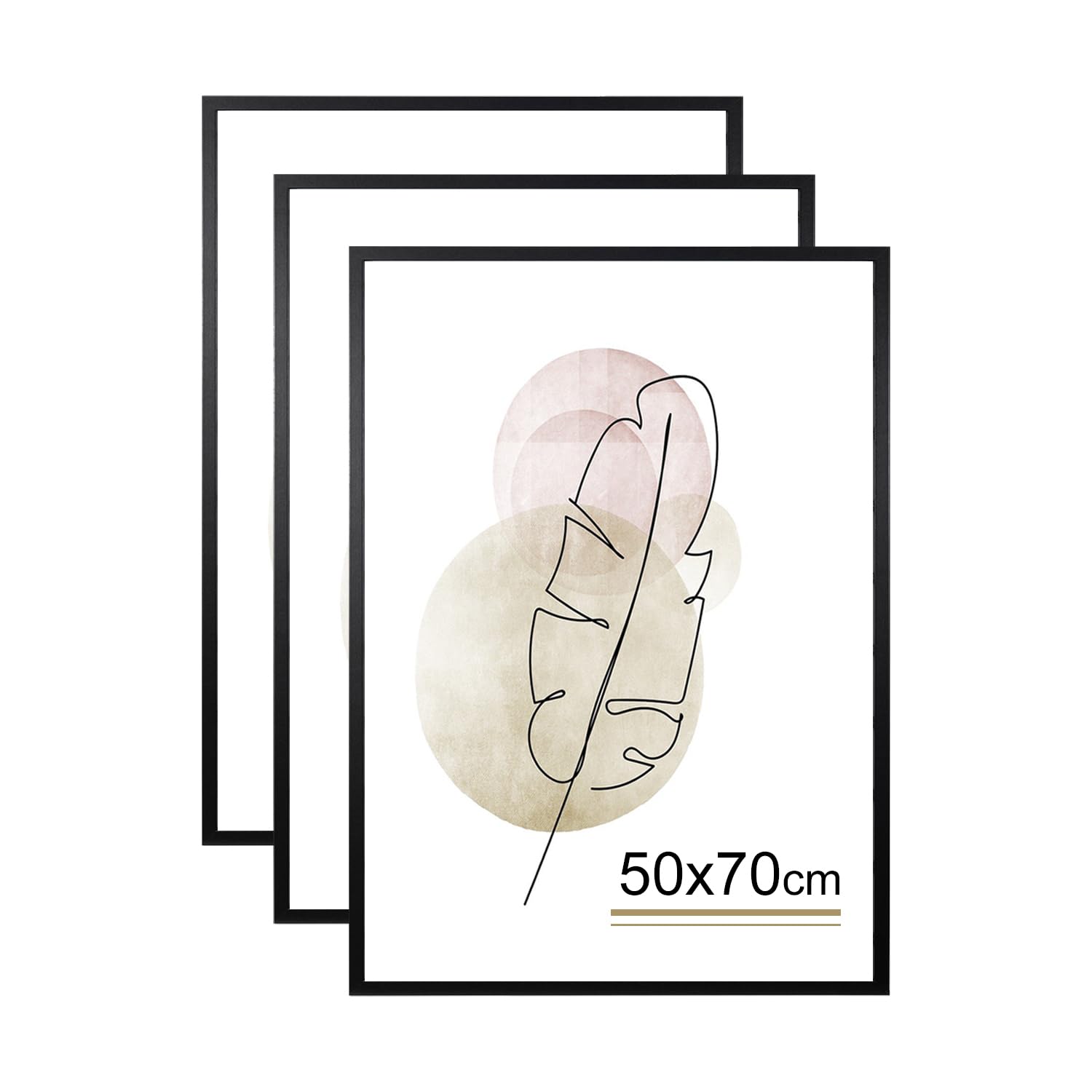 kennethan Bilderrahmen 50x70 Schwarz Holz Fotorahmen 3er Set Holzrrahmen Puzzlerahmen mit Acrylglas zum aufhängen und aufstellen Benutzt für Wohnzimmer, Schlafzimmer, Arbeitszimmer