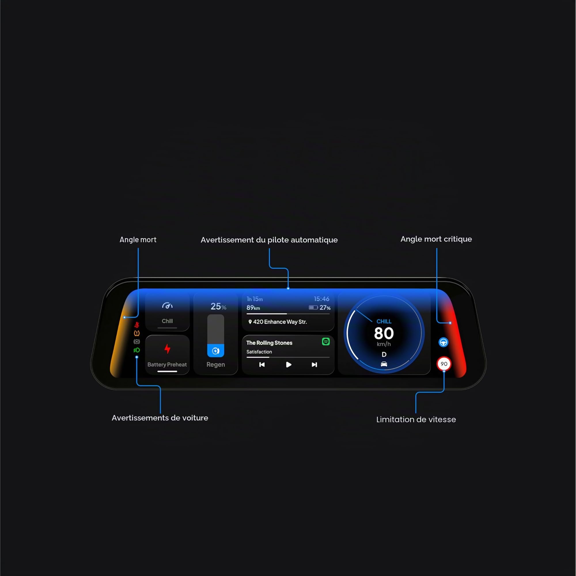 S3XY Dash pour Tesla (Affichage tête Haute, CarPlay, Android Auto) (avec Commander, modèle Y Juniper) – Écran Tactile QLED 9,6", Disposition Librement Personnalisable avec widgets Flexibles