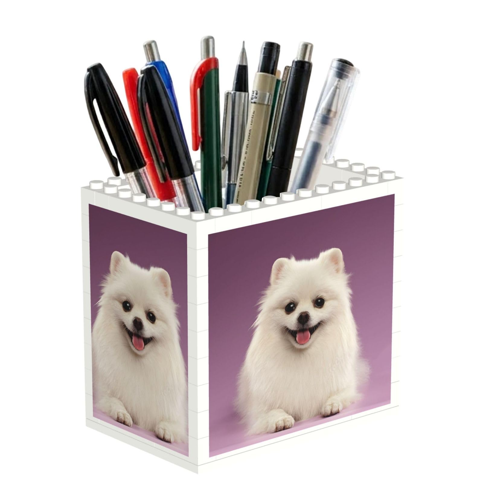 Poadnly Pomeranian Dog Pattern, Pen Pot Pencil Holder for Office Home School, Compact Desk Organiser for Office Stationery
