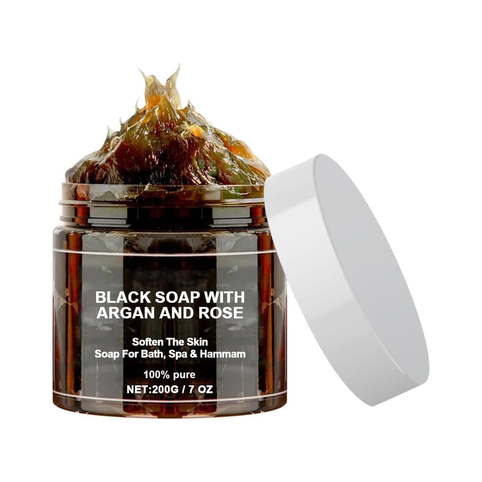 Morocco Black Soap With Argan and Rose, Zawina Morocco Black Beldi Soap, Moroccos Body Scrub, Body Exfoliator Scrub, Moroccan Blacks Soaps with Glove, Organic Soaps Cleansing, Exfoliating