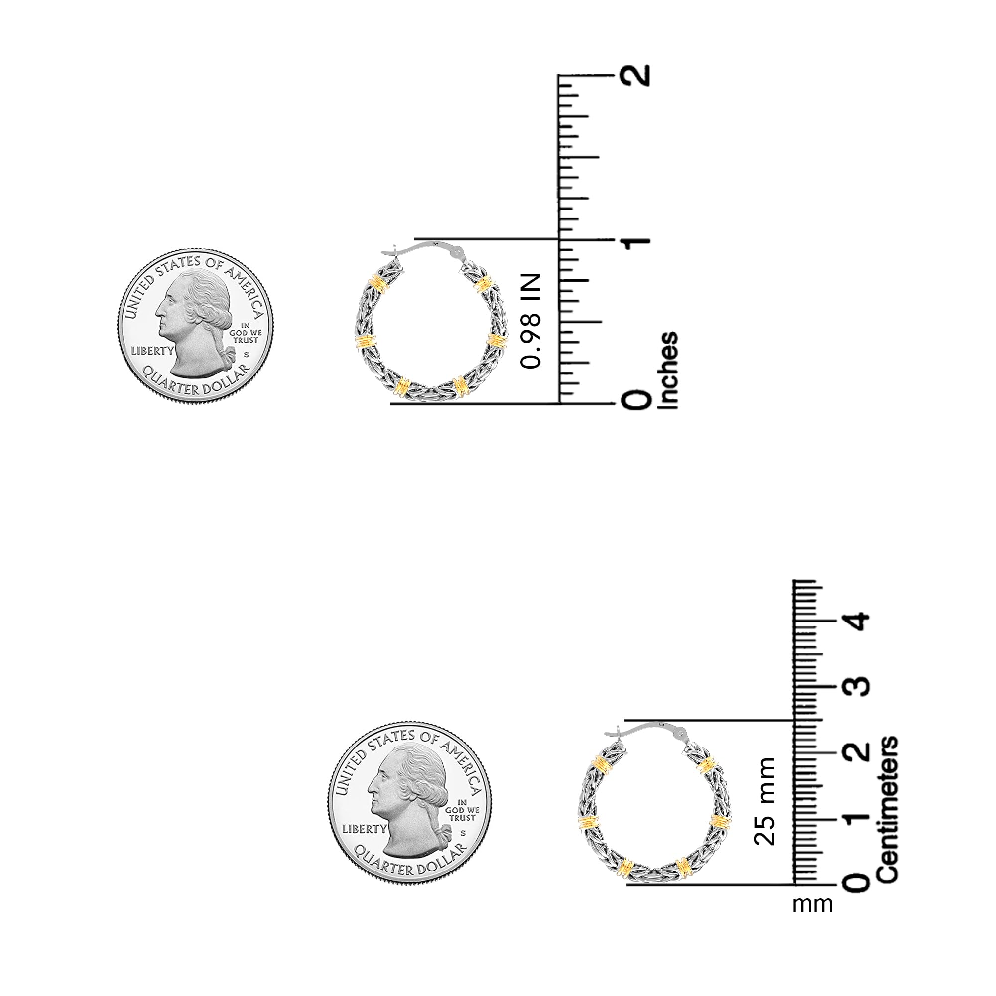 LeCalla Aros ligeros estilo Bali de plata de ley 925 de con cierre de clic antiguo de dos tonos para mujer