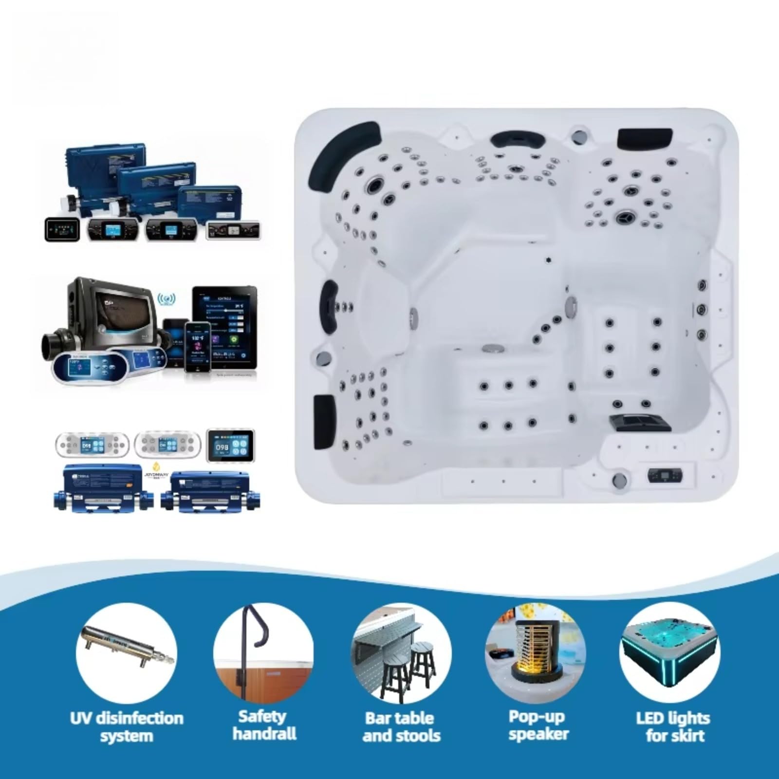 56 Jet Outdoor Hot Tub z akrylową powłoką i światłami LED