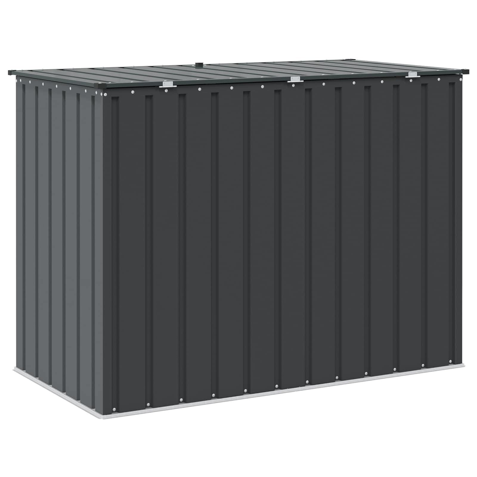 Aufbewahrungsbox für den Garten, Schwarz, 151,5 x 82 x 110,5 cm, Stahl | Riegelschloss, leicht zu öffnender Deckel, großer Innenraum, Pflege mit feuchtem Tuch