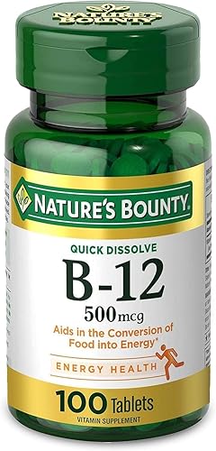 Miniatura 4 de Natures Bounty Vitamina B12 apoya el metabolismo energético y la salud del sistema nervioso 500 mcg tabletas 100 unidades
