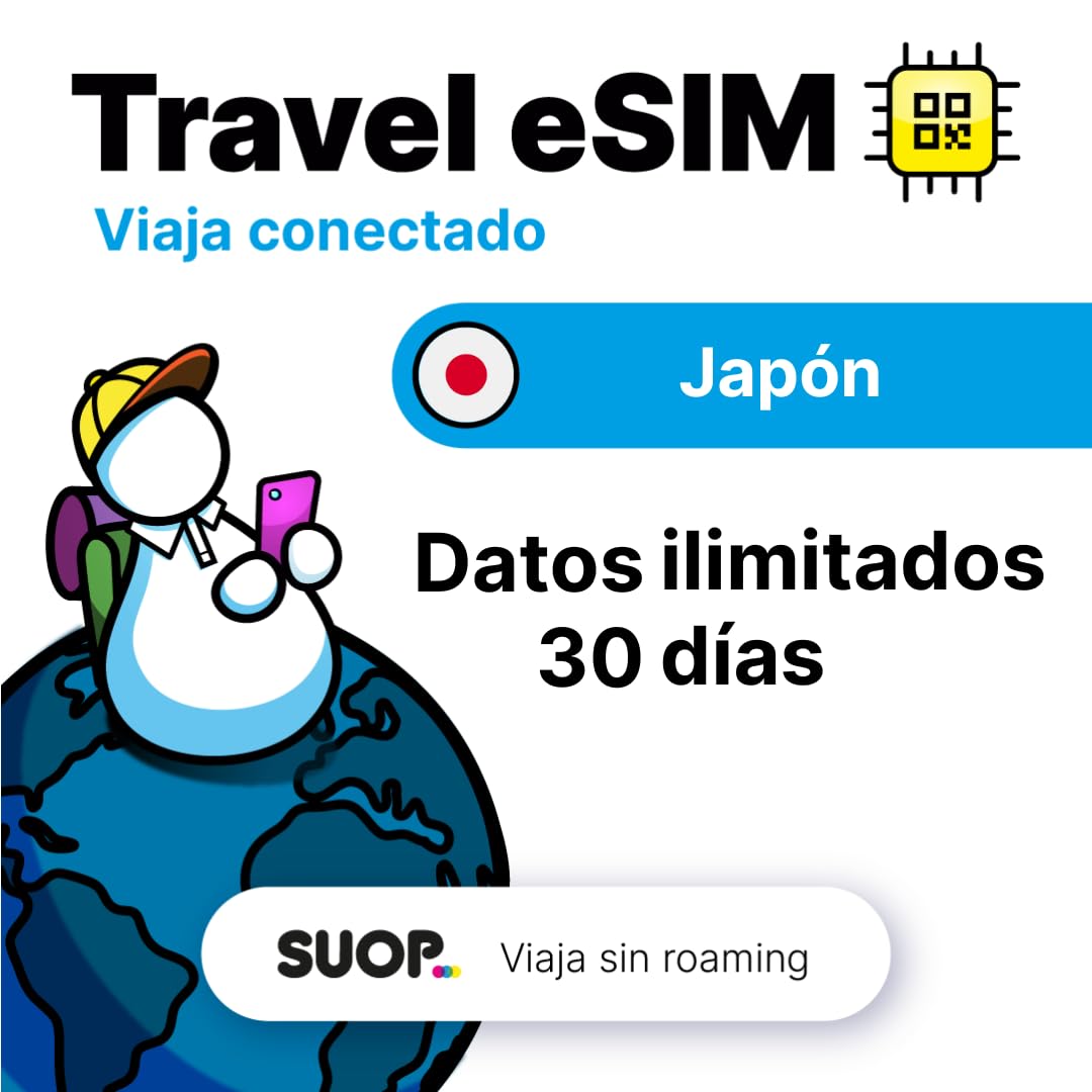 Tarjeta eSIM prepago con Datos ilimitados para Viajar por Japón sin Roaming. Datos Móviles 5G/4G y Conexión de Alta Velocidad. (GB ilimitados - 30 días)