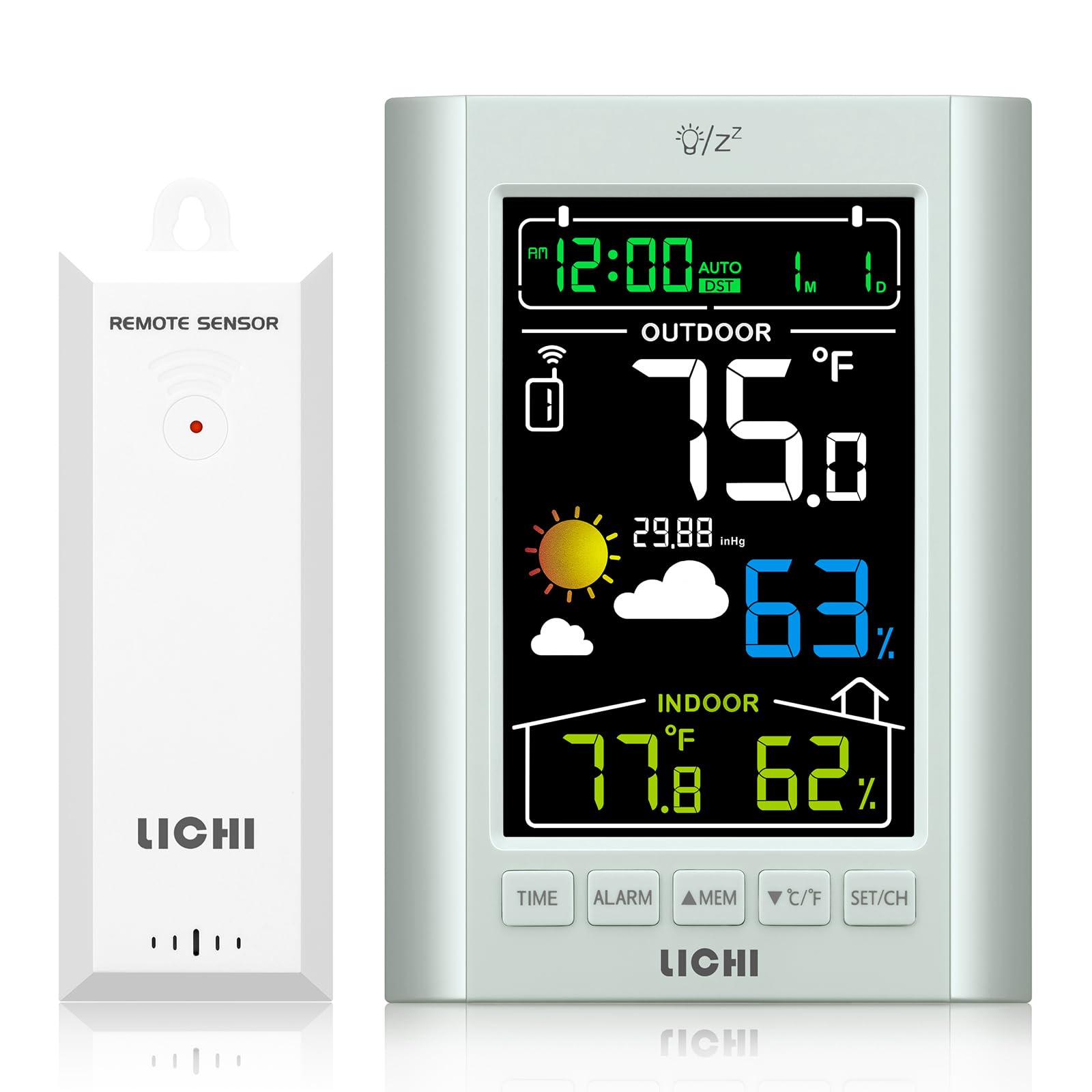Weather Station Wireless Indoor Outdoor Thermometer， Inside Outside Temperature Humidity Monitor，with 330ft Range Sensor and Adjustable Backlight-image-15