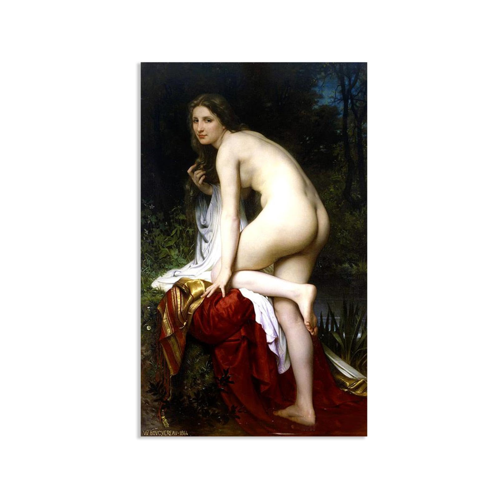 William-Adolphe Bouguereau Wall Art Bather Print on Canvas Reproductions of Famous Paintings Wall Decor for Living Room Bedroom Bathroom Home Decor 50x30cm frameless