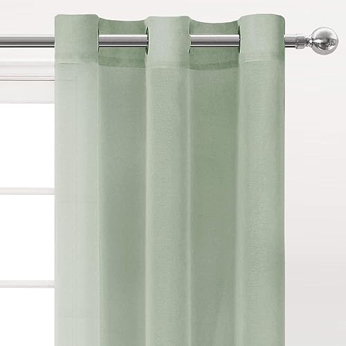 Miniatura 3 de DWCN Cortinas semitraslúcidas, cortinas con ojales en la parte superior para dormitorio, sala de estar, aspecto de lino sintético, cortinas