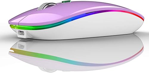 Miniatura 7 de TENMOS Ratón Bluetooth inalámbrico, LED delgado modo dual (Bluetooth 5.1 + USB) 2.4 GHz recargable silencioso Bluetooth inalámbrico mouse