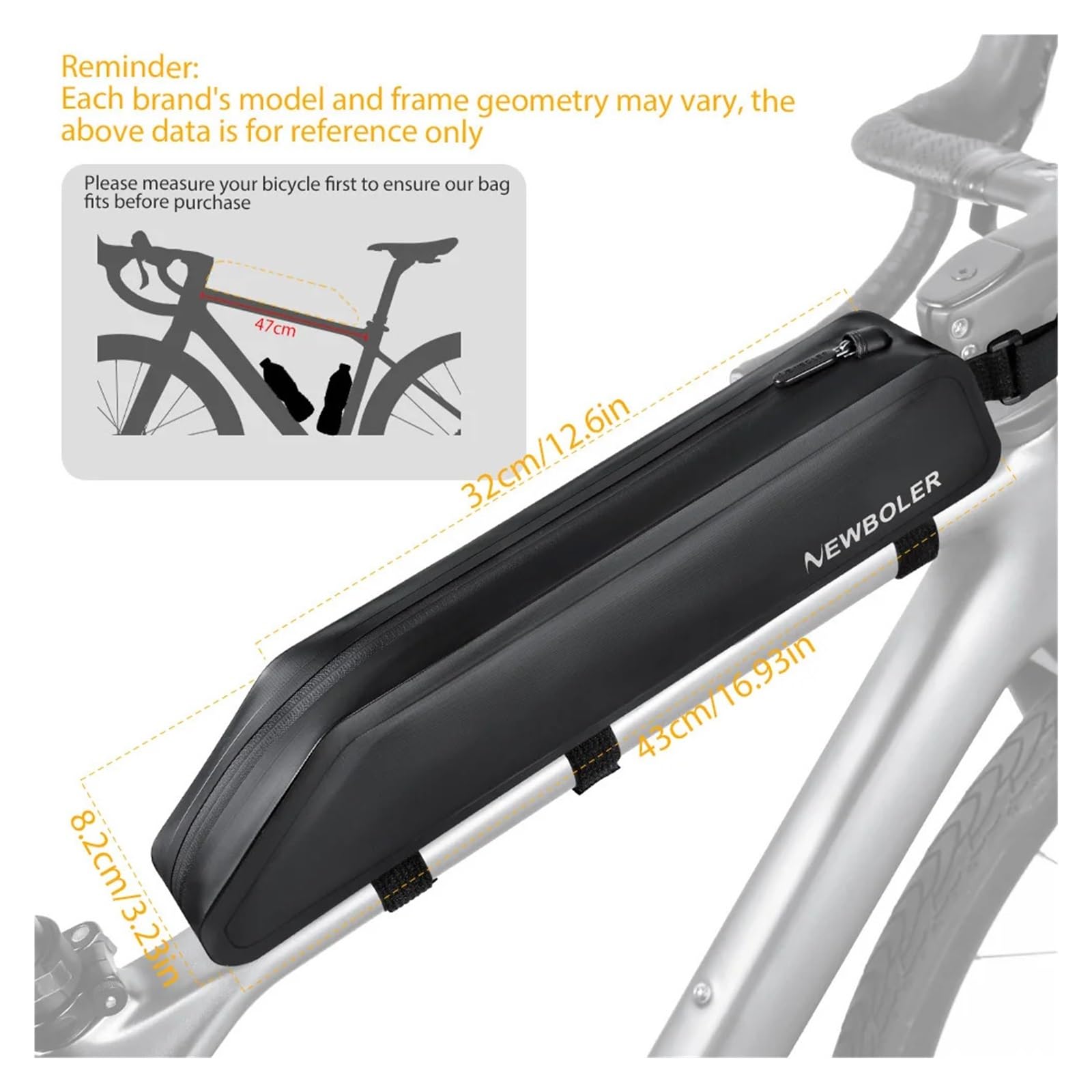 Borsa for telaio del tubo superiore anteriore della bici da 1/2 pz 2L | Conserva gli attrezzi da ciclismo e i piccoli oggetti for la MTB e la bici da strada.(BAG061)