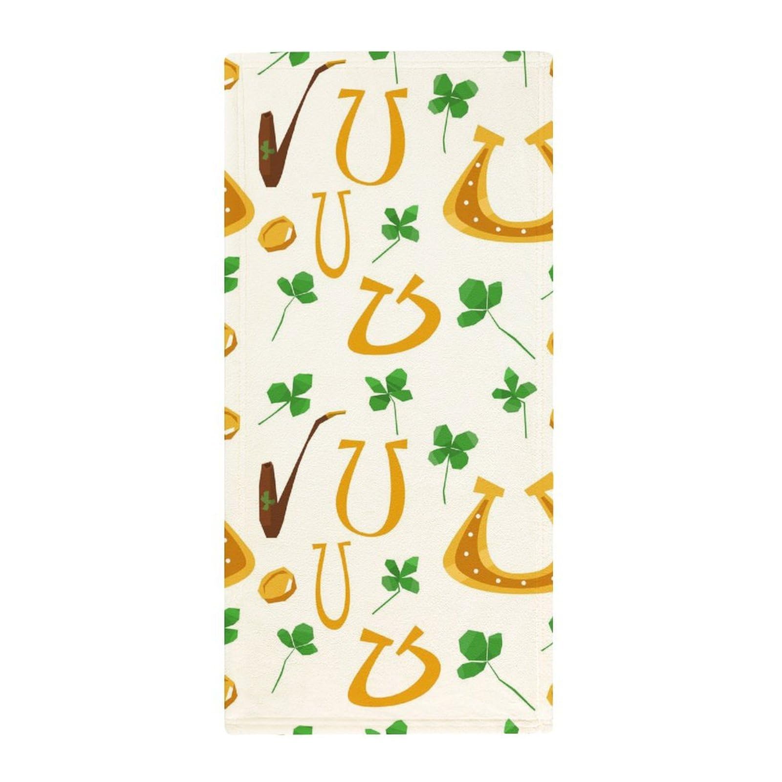 MoBlinko St. Patrick’s Shamrock Bathroom Hand Towels Shamrock Absorbent Yoga Gym Face Towels Soft Fingertip Towel for Kitchen Hotel Home Decor 14 X 28 in