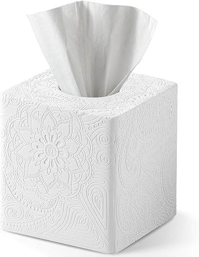 Miniatura 1 de Cubierta cuadrada de papel decorativo a rayas con textura de travertino natural, soporte de caja de pañuelos resistente de resina, soporte de papel