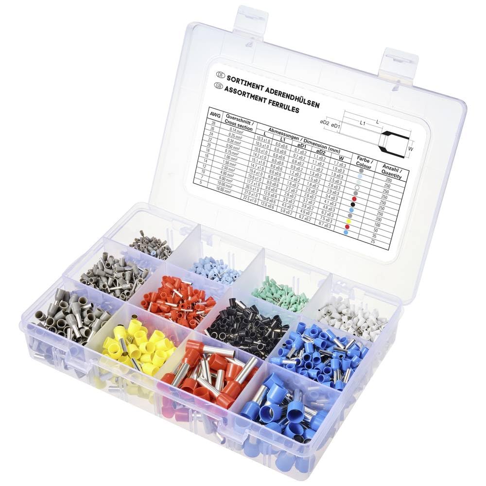 TRU COMPONENTS TC-11991828 Surtido de férulas 0.14 mm², 0.25 mm², 0.34 mm², 0.5 mm², 0.75 mm², 1 mm², 1.5 mm²,