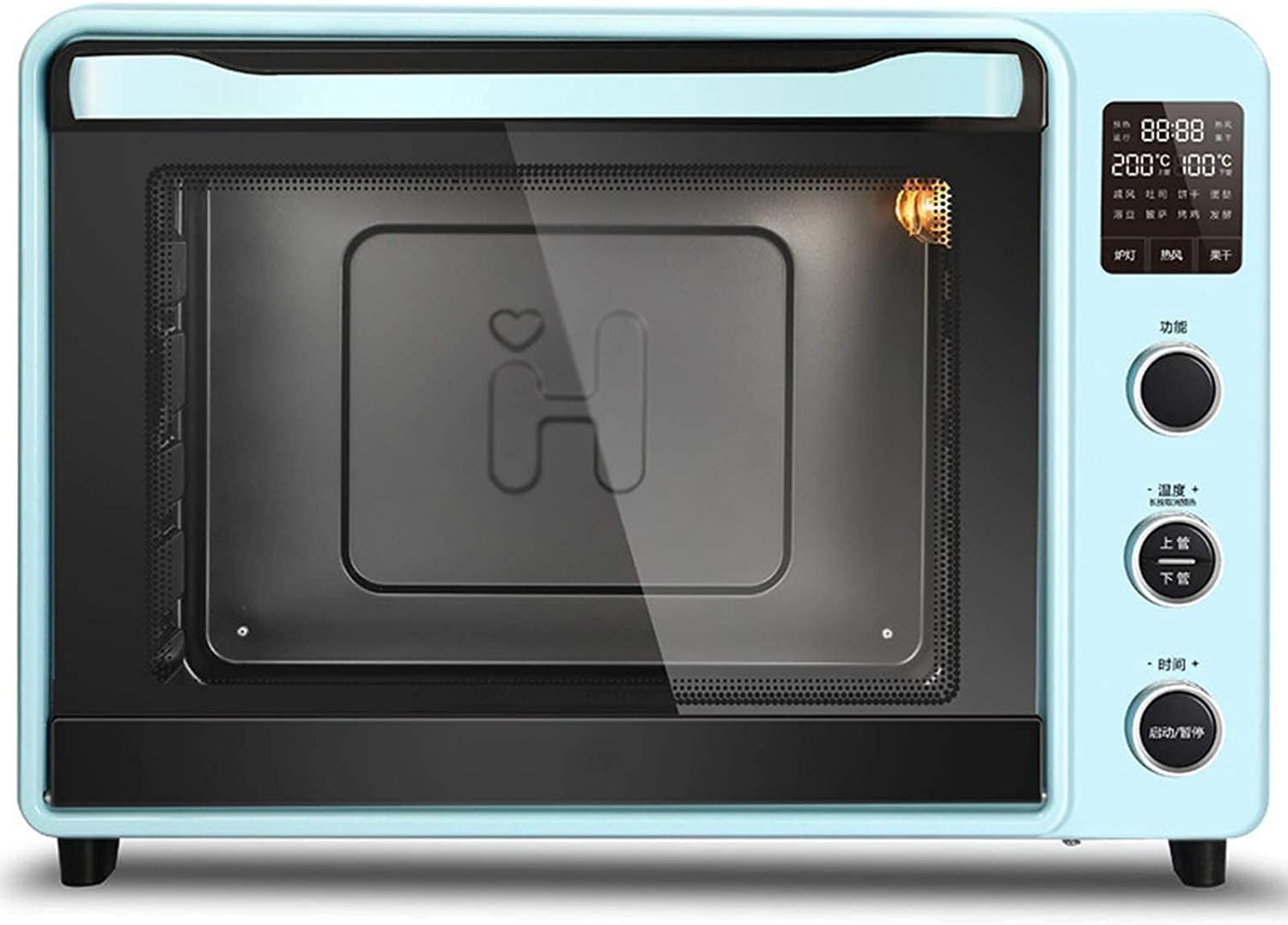 Large-capacity Smart Oven, Multifunctional Old-fashioned Countertop Microwave Oven Automatic 40l Convection Countertop Toaster Oven Aesthetic And Practical, Blue,mint,pink