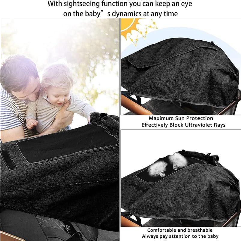 UPF 50+ UV Protection Stroller Sun Shade - Universal Cover With See Through, Waterproof and Breathable Extender, Baby Sun Protection Accessories - Image 4