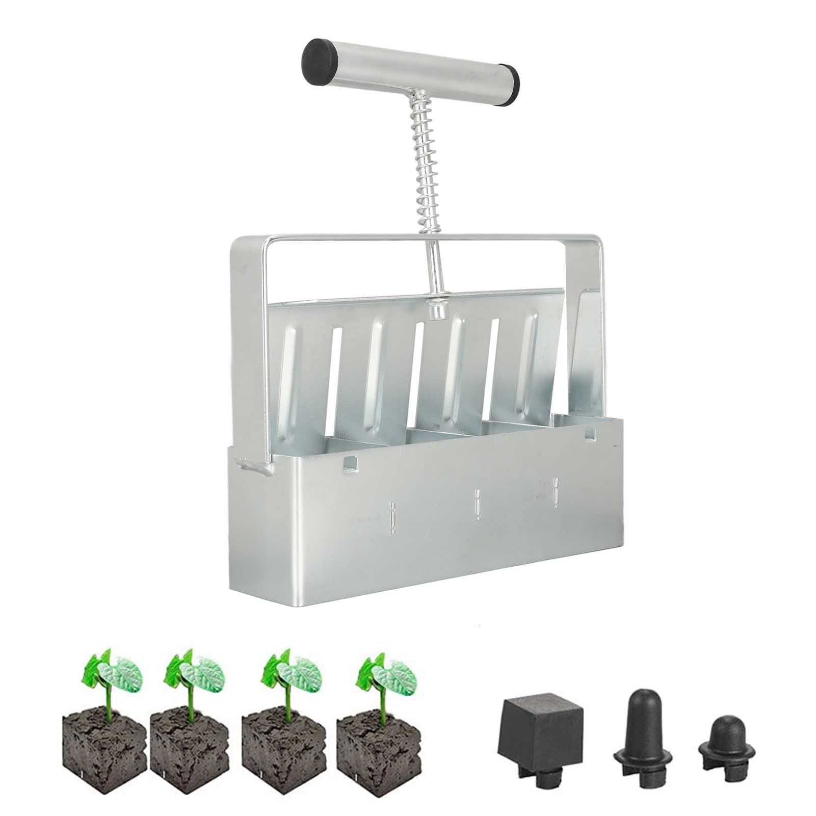 Soil Block Maker, 4 Soil Blocker with Handle, Micro 2 inch Manual Quad Soil Blocker Set, Garden Soil Blocking Tool for Seed Stater Tray, No Transplant Shock for Grow Seedling