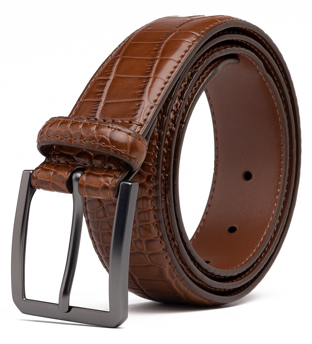Fabio Valenti Belts for Men,Handmade Genuine Leather Men's Belt Classic and Fashion Designs, Cognac, 32/34
