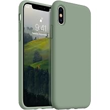 AOTESIER Compatible with iPhone X Phone Case and iPhone Xs Case 5.8 inch,Silky Touch Premium Soft Liquid Silicone Rubber Anti-Fingerprint Full-Body Protective Flexible Bumper Case, Calke Green