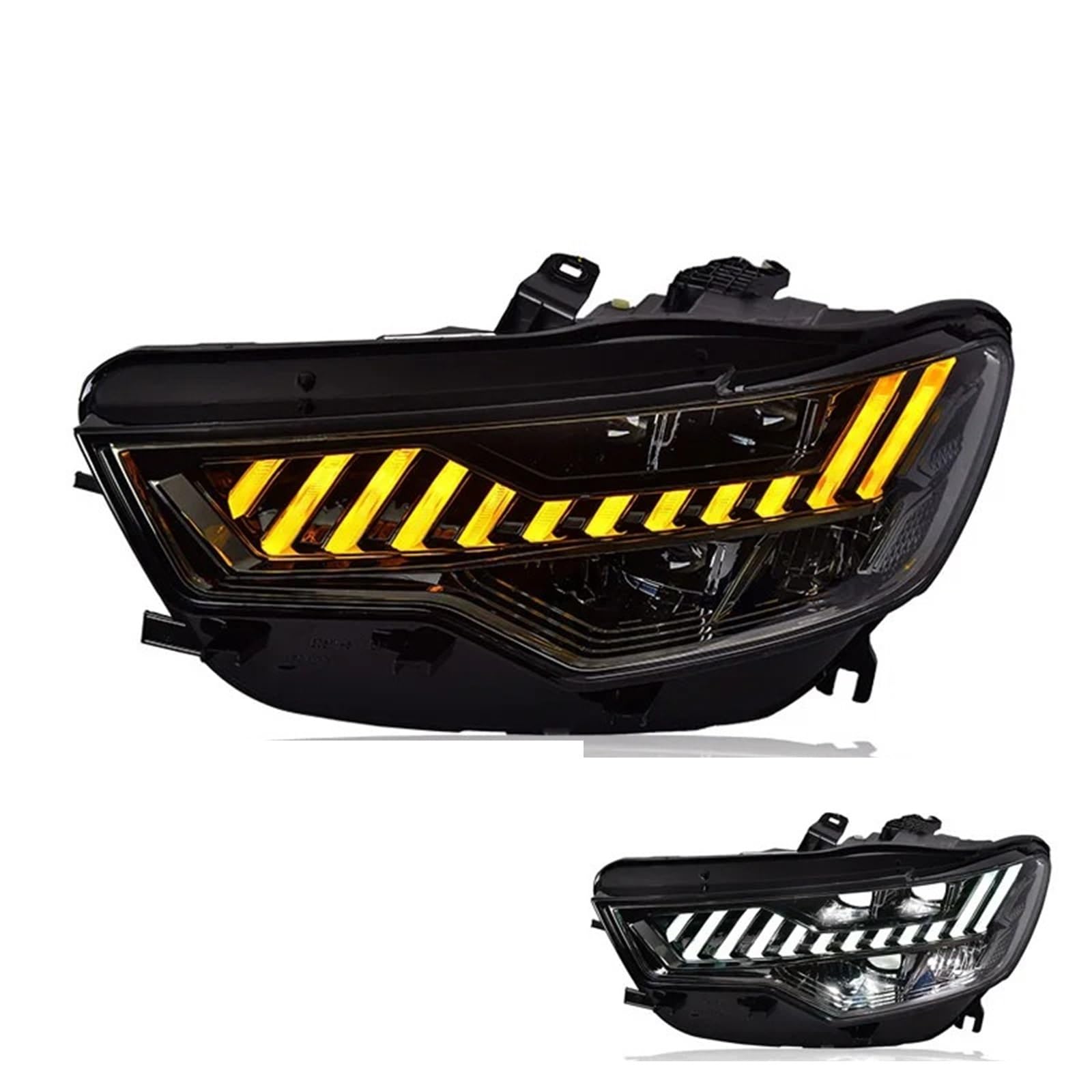 Conjunto de faros LED de 1 par compatible con Audi A6 C7 2012-2015, faros delanteros Plug and Play con LED DRL giratorios, faros delanteros LED completos