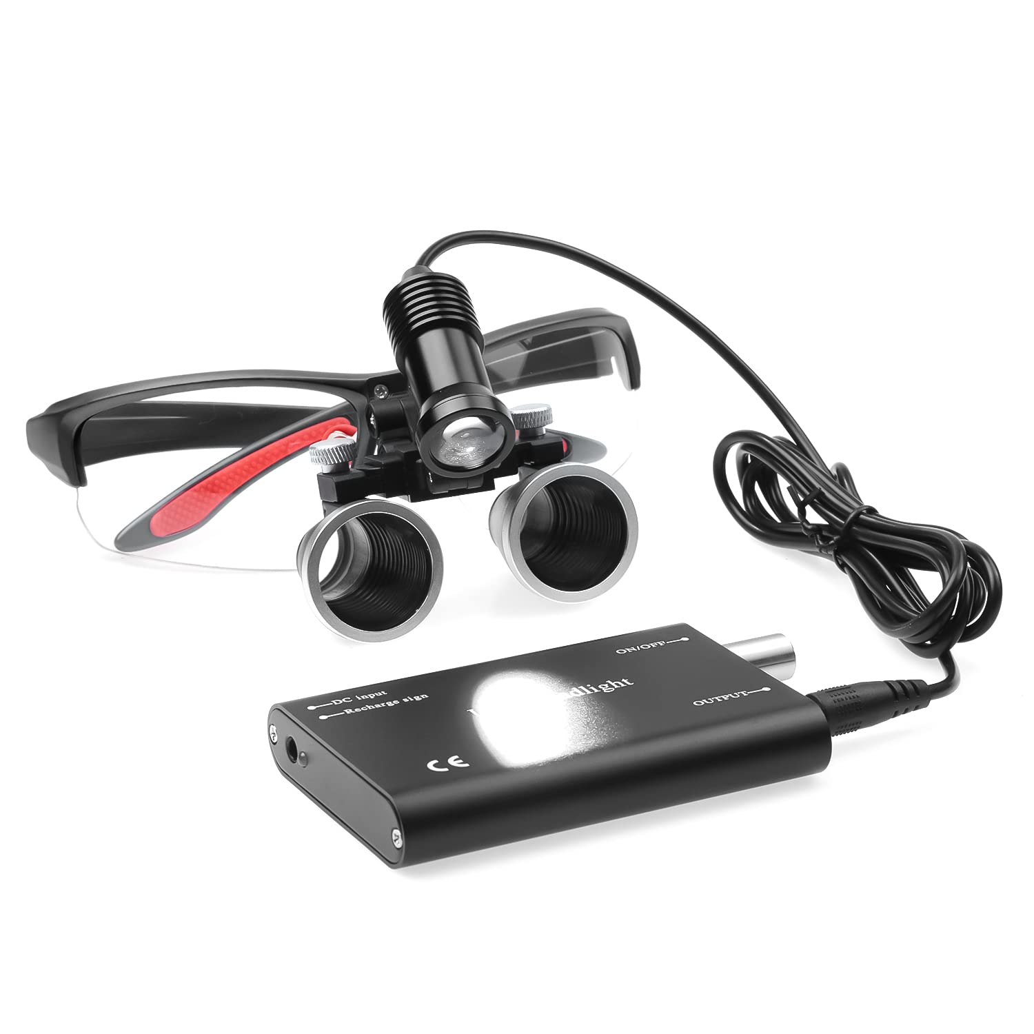 Lupa de lupa de 2.5X420mm con caja de aluminio de faro LED de 5W (negro)