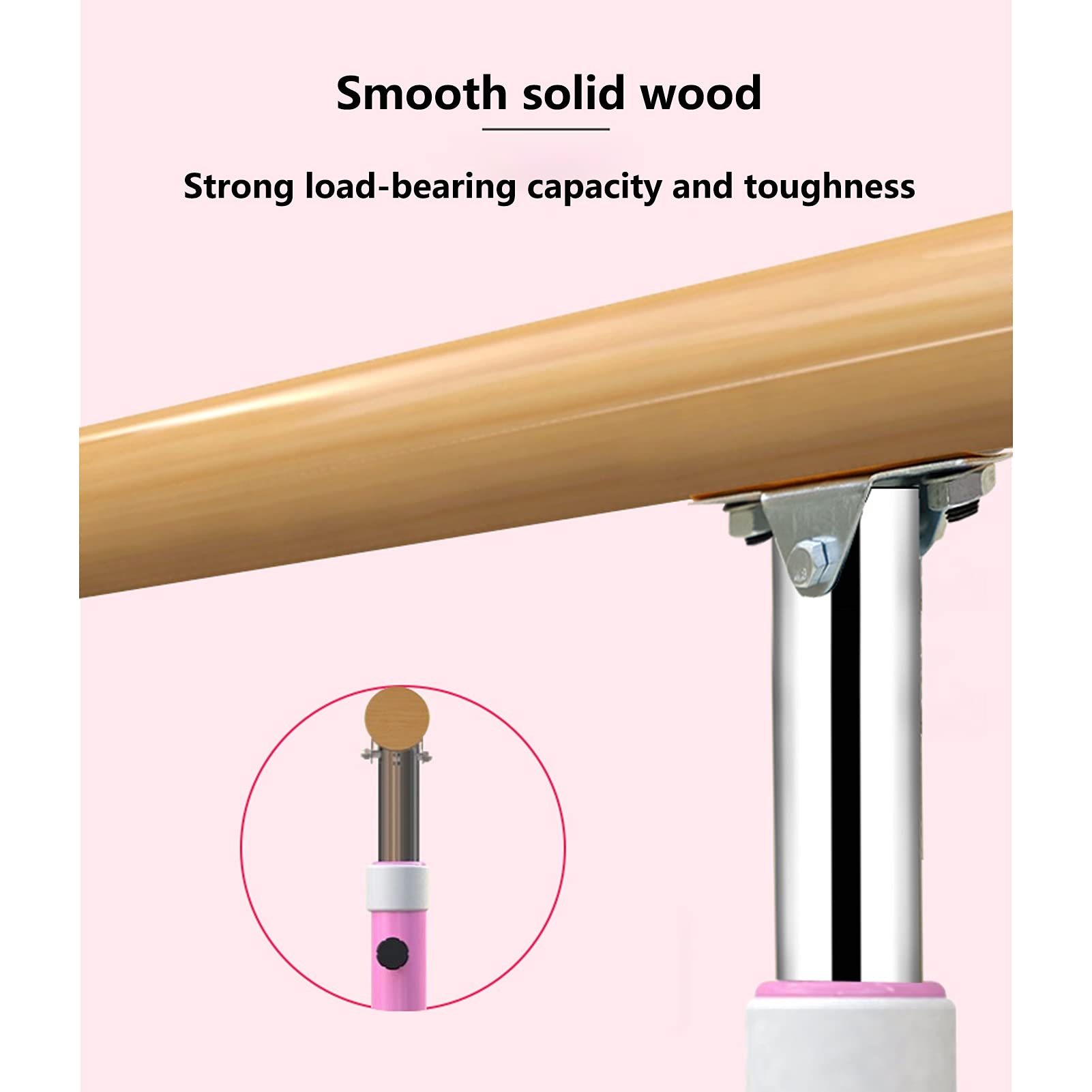 Sbarra da Danza Classica da Pavimento, Barre per Stretching Regolabili, Sbarra autoportante per Il Fitness da Ballo a casa，White 1 m