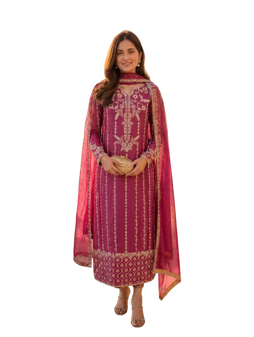 libaas by nidhi WOMEN'S Georgette Premium Stitched Salwar Suit for Women – Elegant Ethnic Wear Kurta Pant Dupatta Set | Latest Fashion Trend (WOMEN DRESS NN251-2039 CREAM-XXL SIZE 2XL)-picture-17