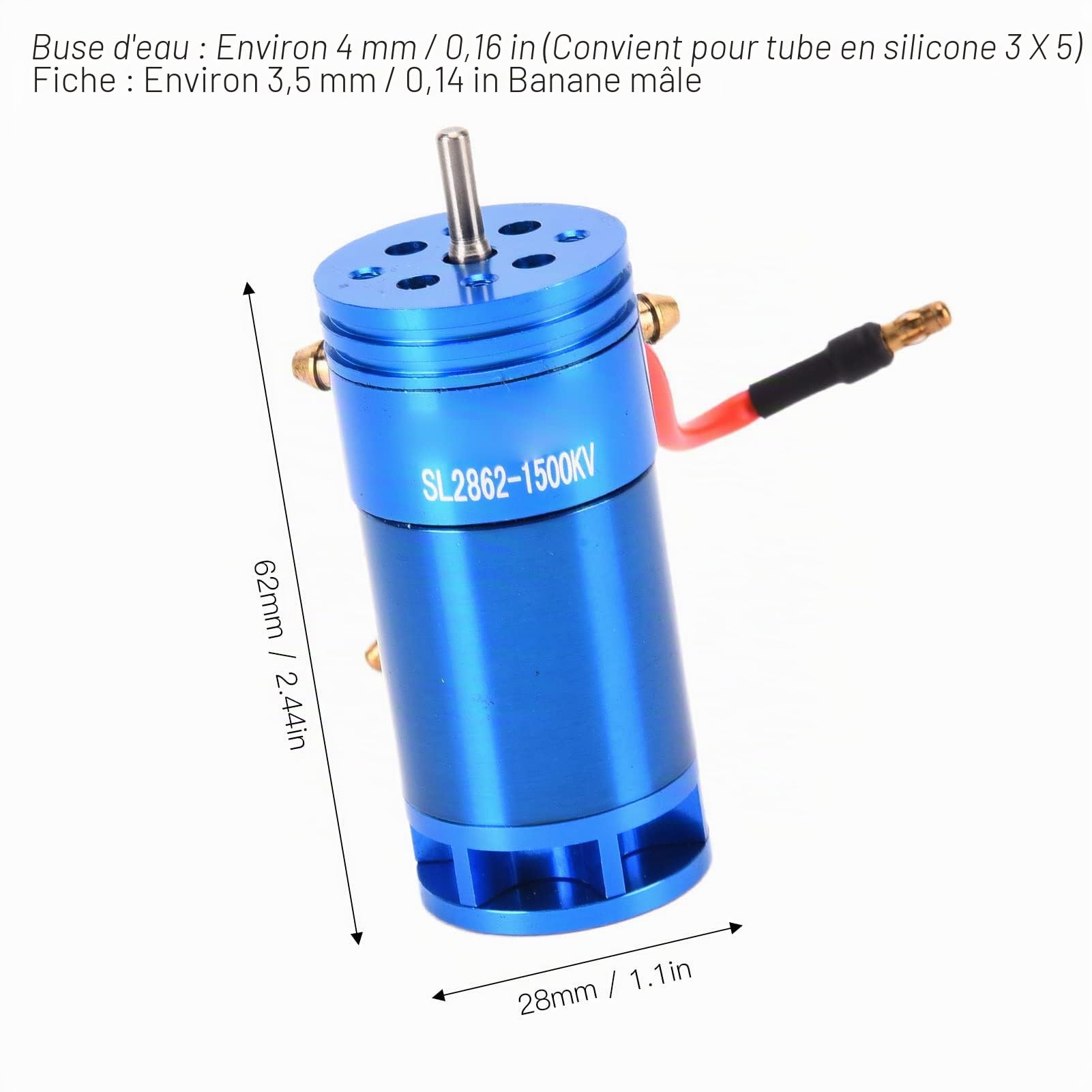 POENVFPO Alliage D'aluminium et de Cuivre RC Bateau Brushless Moteur pour SL2862 1500KV Moteur Brushless, à Faible Bruit, Refroidi à l'eau et Refroidi par Air avec Ventilateurs
