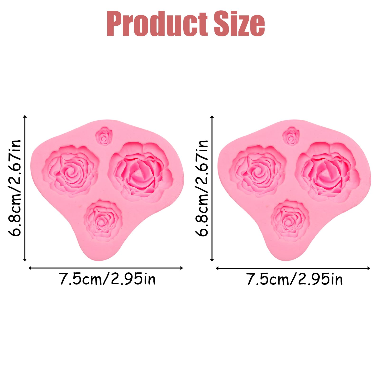 2 moldes de silicona con diseño de rosas y flores, para fondant, chocolate, fondant, decoración de pasteles, caramelos, cupcakes, arcilla polimérica, manualidades, resina epoxi