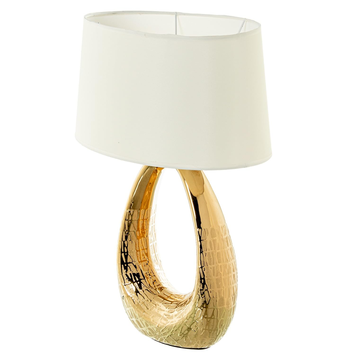 Lampara de sobremesa de Ceramica Dorada con Pantalla 38x24x54cm