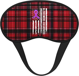 US Flag Purple Ribbon Alzheimers Awareness Polyester Satin 3PCS Blackout Sleep Mask Adjustable Strap Men Women Comfortable Eyeshade Night Travel9