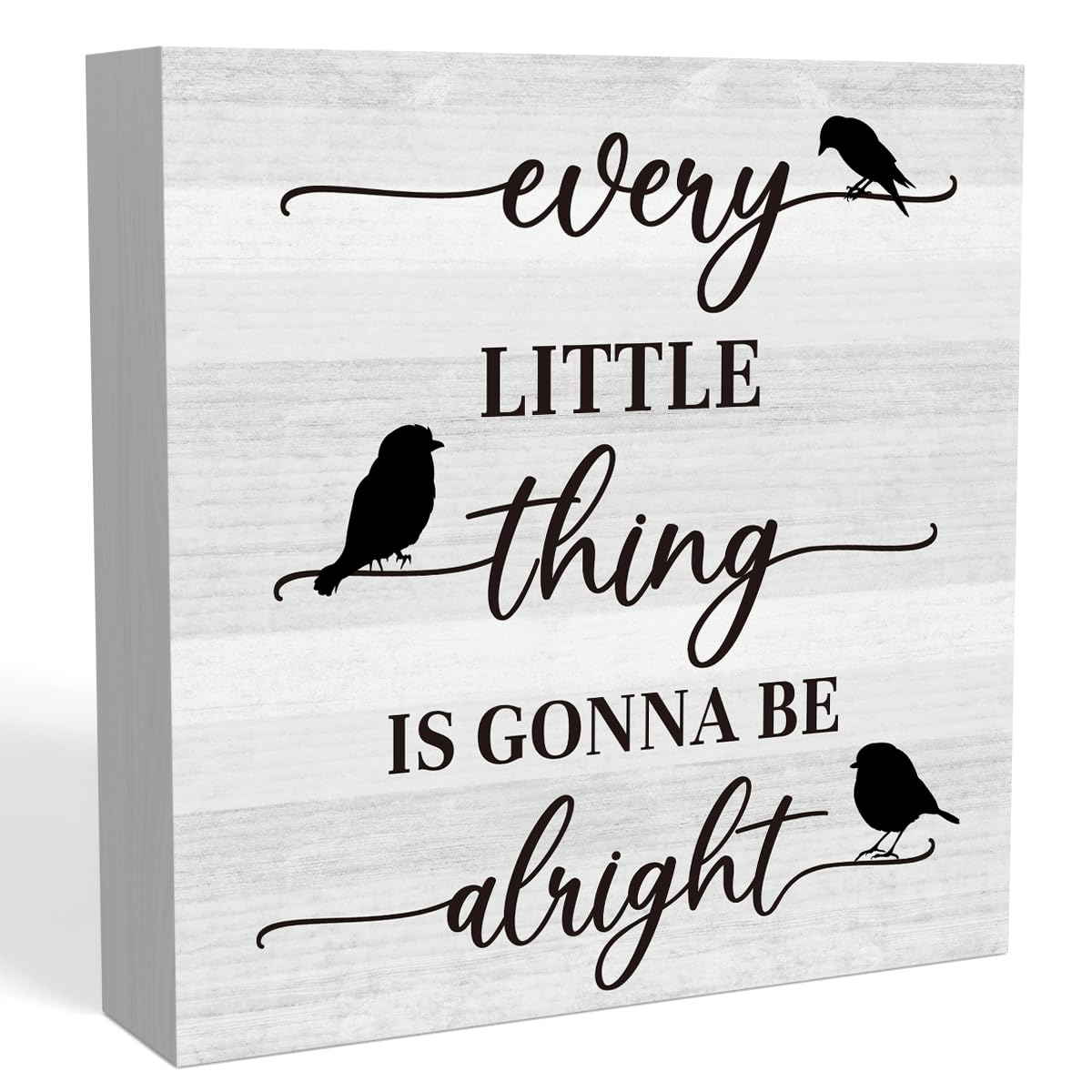 Every Little Thing is Gonna Be Alright Sign,Three Little Birds Sign Gift, Positive Daily Remider Gift for Kids Classroom Farmhouse Home Office Desk Decor Accessories 5 X 5 Inches