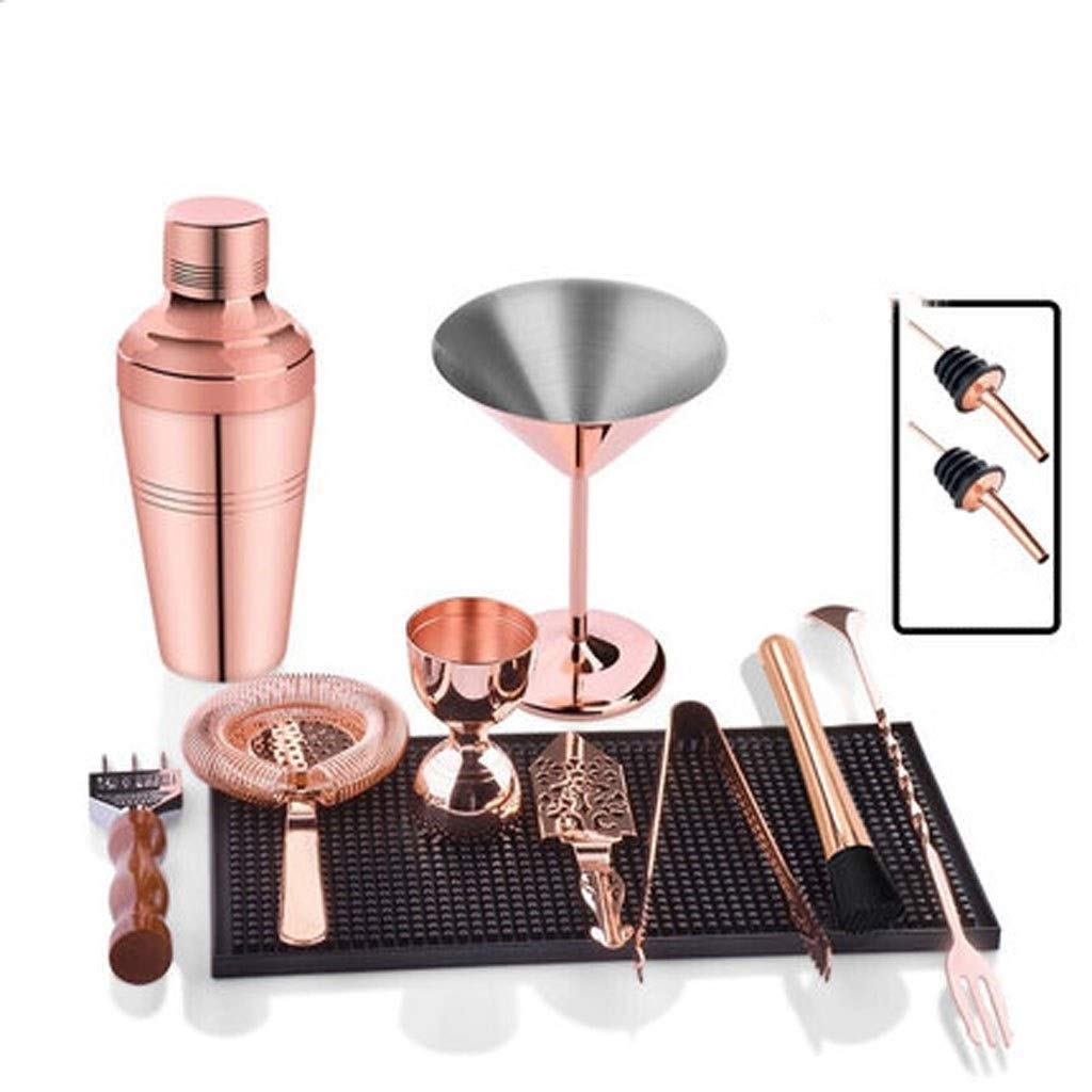 Kit Cocteleria Herramientas de cóctel coctelera Conjunto I Bar, 9 Piezas for Bar Kit - Set colador, Jigger, Cóctel Muddler y la Cuchara, Cocktail Shaker Set Profesional Coctelera para Cócteles