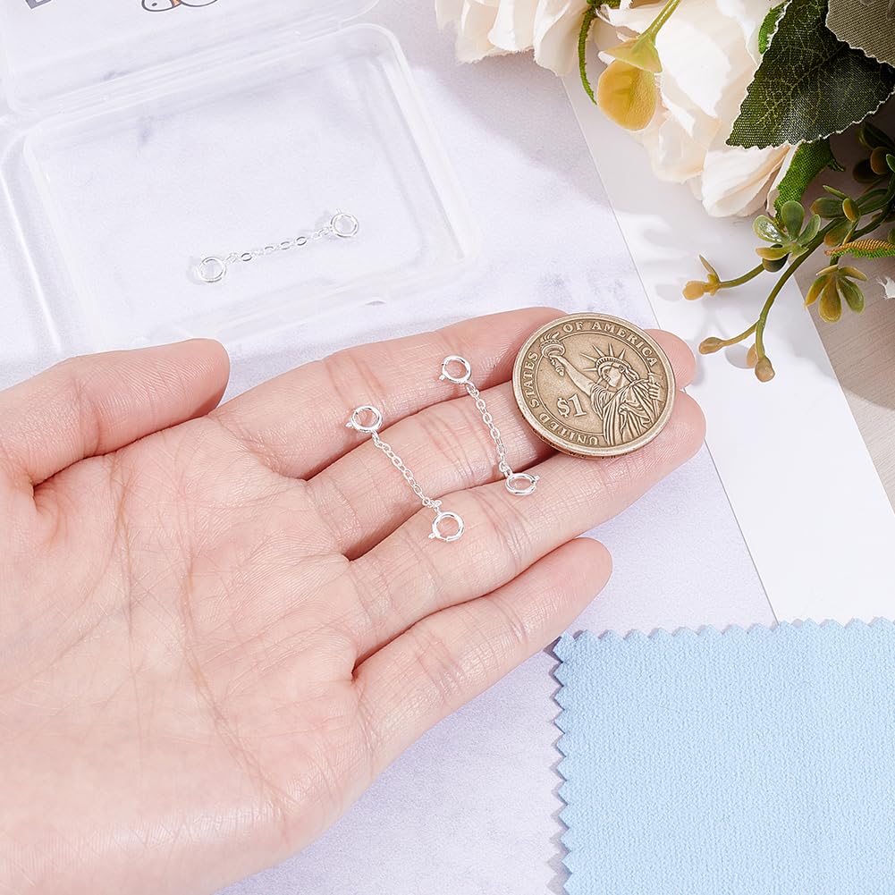 Beebeecraft 3 pz. Estensione per Collana con Doppia Chiusura 925 Chiusure Rimovibili per Braccialetti in Argento Sterling da 1.2 Pollici per Cavigliere Forniture per La Creazione di Gioielli