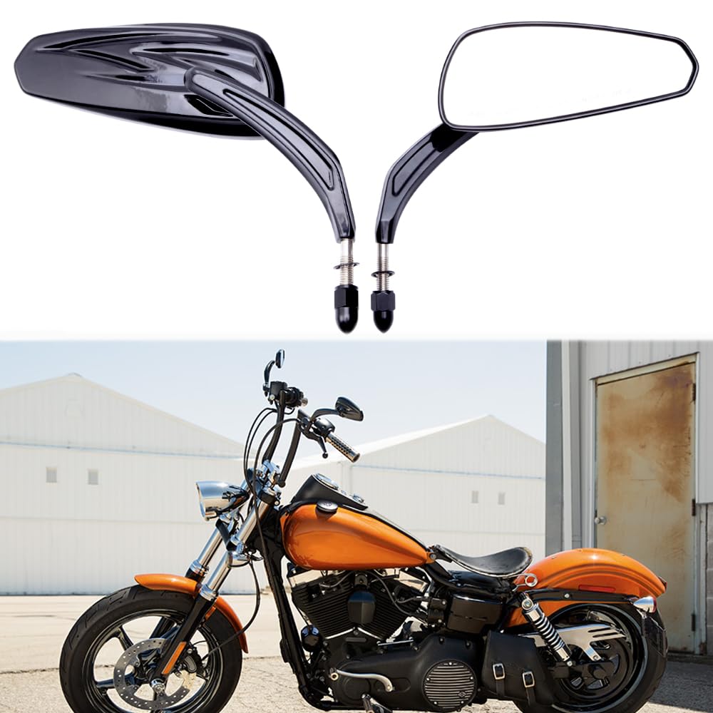 M8 8 mm Rétroviseurs moto Style unique Forme de feuille Rétroviseurs latéraux pour Softtail Slim Heritage Softail Breakout Roadster Sportster 1200