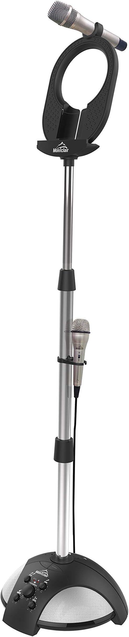 Memzuoix 5th Generation Singstand Home Karaoke System with Bluetooth, 1 Metal Wireless Microphone, 1 Metal Wired Microphone, with Adjustment Stand Height and 2 Stereo Speakers (5th Generation)