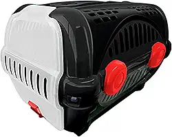 Caixa de Transporte para Cães e Gatos Luxo – Montagem Fácil – Caixa Transportadora ideal para Viagem e Veterinário, Novo Fechamento Sem Parafuso, Prático, Seguro e Confortável (PRETO, N 1)