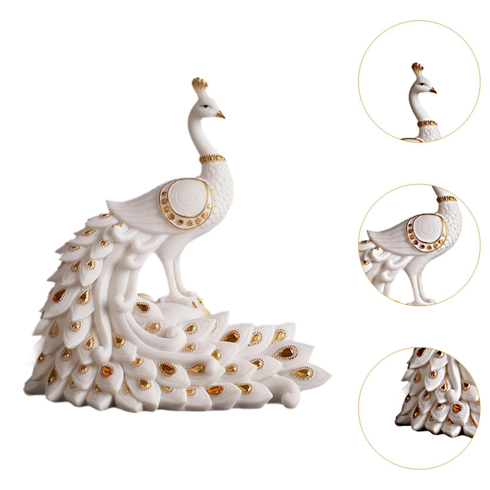 Figurine de Paon En Résine pour Décoration de Bureau et Intérieur, 24cmx13cmx24cm