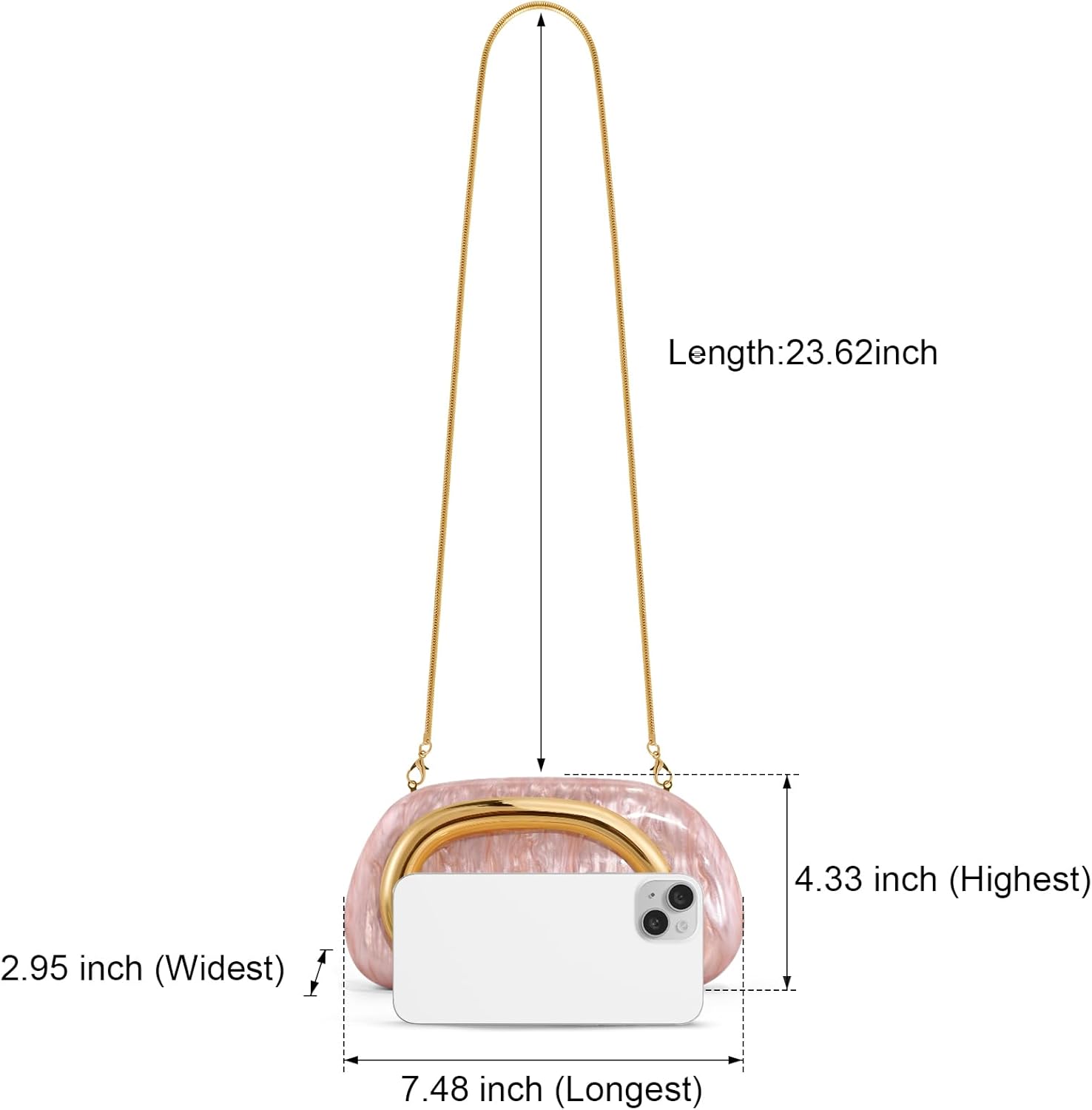 Clutch Purses for Women Formal, PU Leather/Marble Acrylic Evening Bags with Chain, Trendy Metal Handle Purses 2025 - Image 6