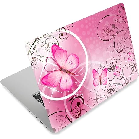 Pink Butterfly Laptop Skin Decal For Netbooks and Laptops 11.6 - 15.6 Inches