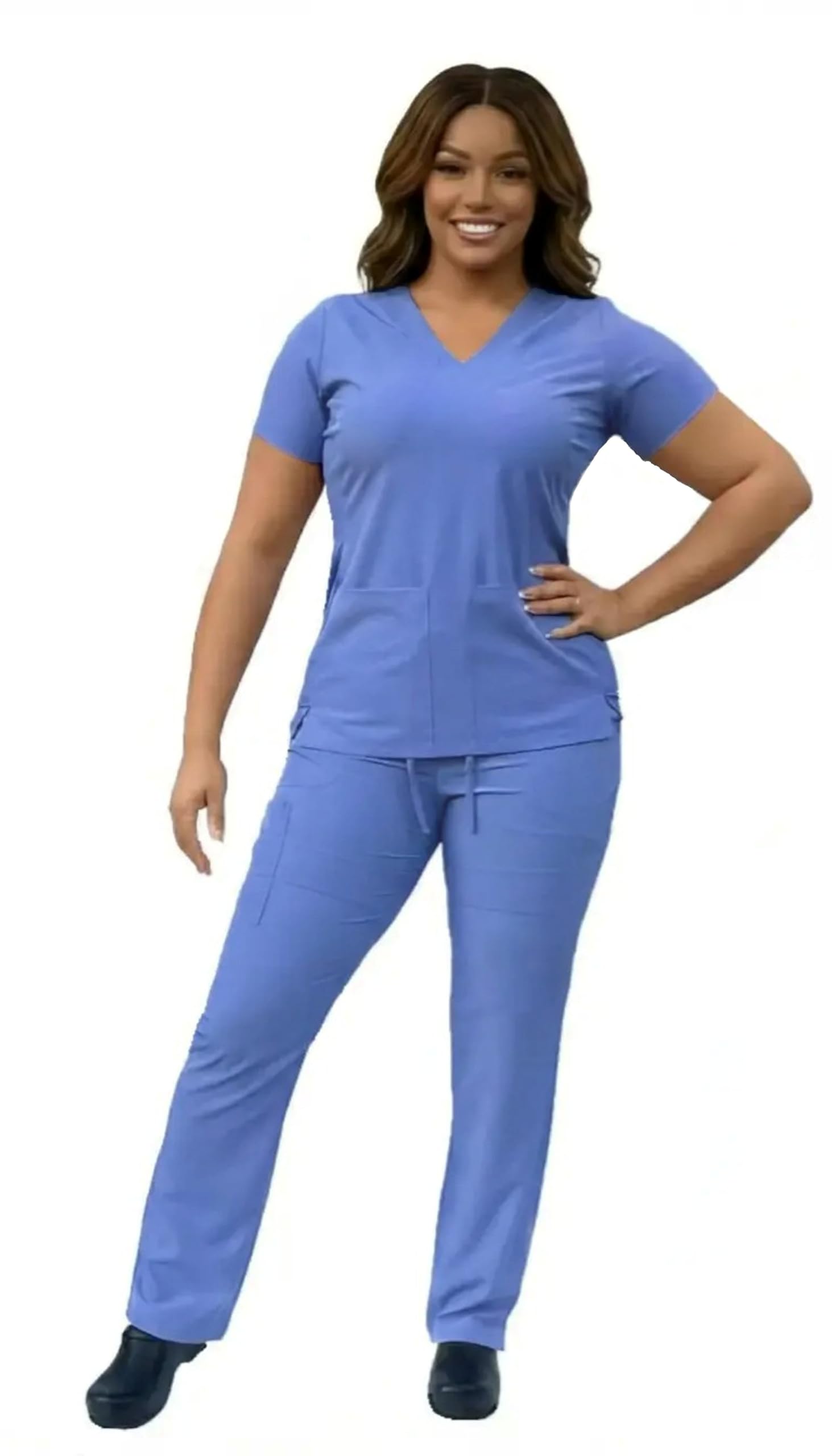 ANGIE UNIFORMS YOGAFLEX - TALL PETITE Soft Stretchy Scrub Set for Women 2-Pocket Top and 5 Pocket Pants