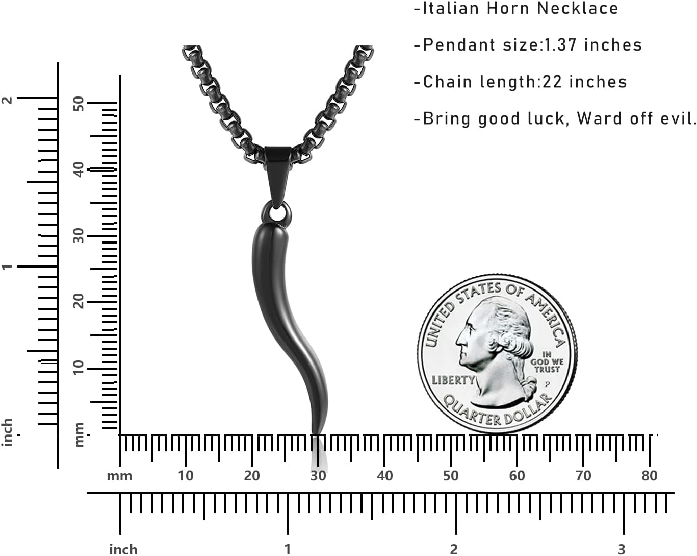 Rnivida Stainless Steel Italian Horn Cornicello Amulet Pendant Necklace Talisman Jewelry Gifts - Image 4