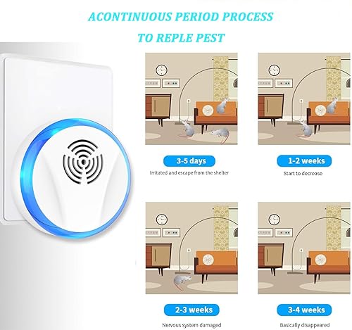 Miniatura 2 de Repelente ultrasónico de plagas para interiores, repelente de roedores y ratones, control electrónico de plagas para cucarachas, mosquitos, arañas,