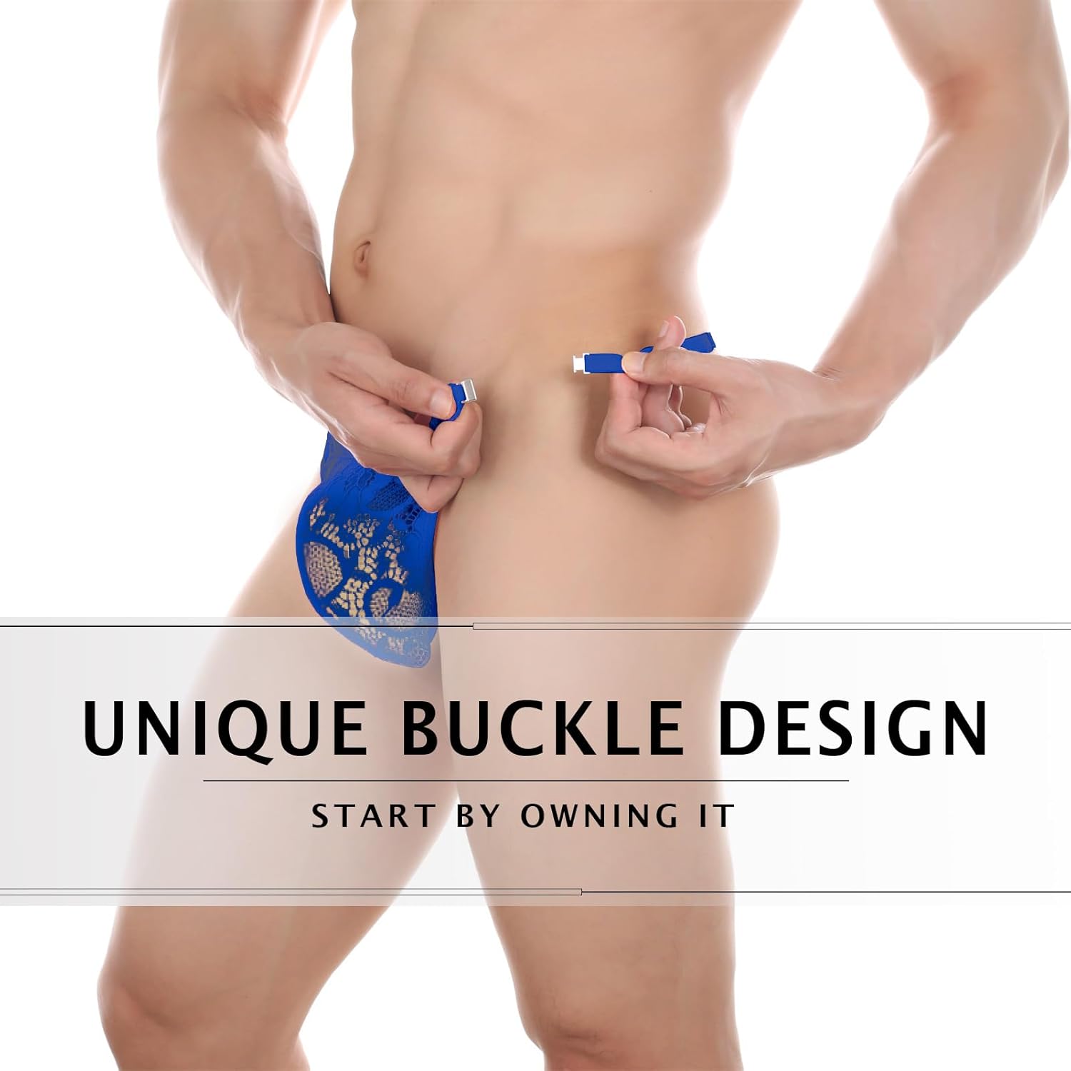 Mens Lace Thong Sexy Low Rise T-back G-string with Adjustable Stretch Waistband Comfortable Men's Thong Underwear - Image 4