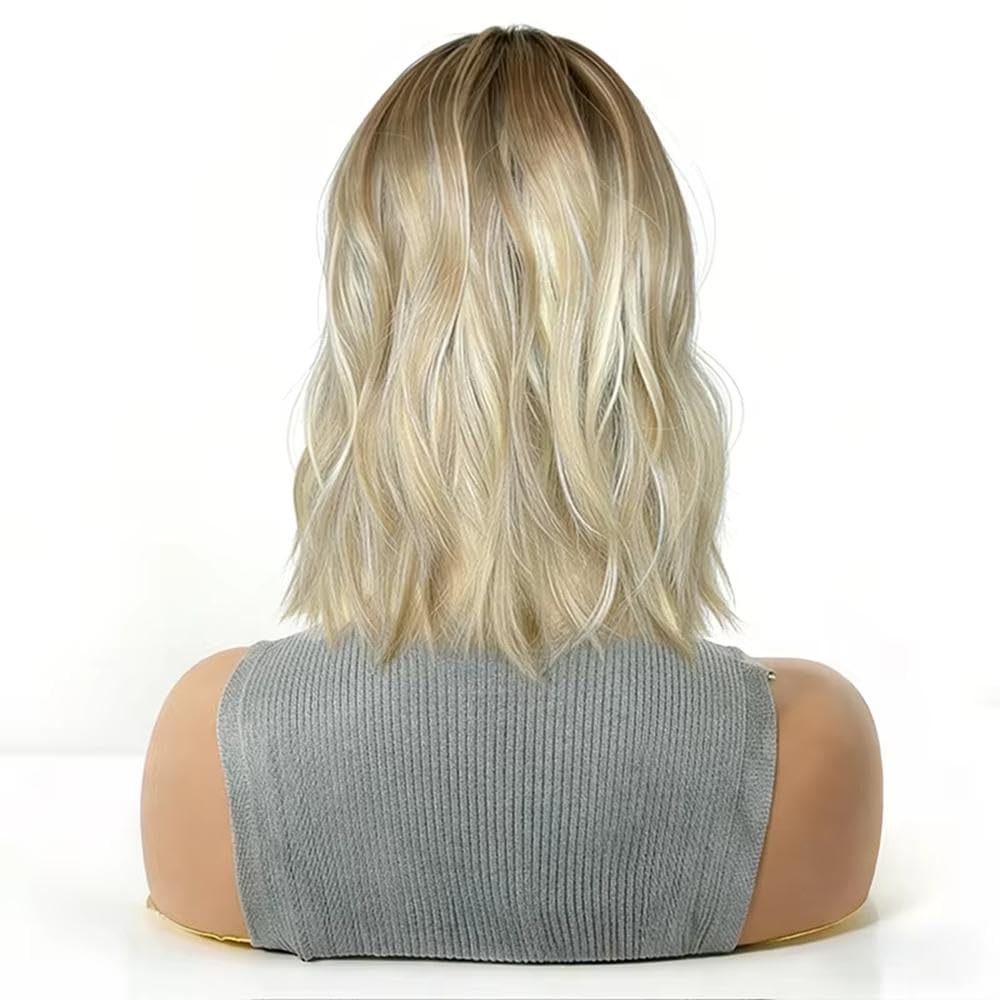 Haarpflege Goldblonde Kurze Bob-Schulterperücke Mit Highlights 13 X 4 Ohne Kleber