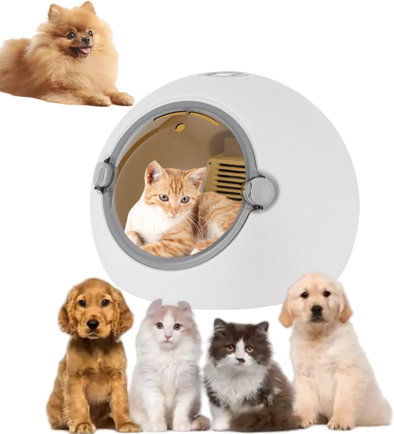 Pet Dryer Box for Cats and Small Dogs Within 7.5kg/16.53lbs, 5-90Minute Drying, 45dB Ultra Quiet Automatic Cat Dryer Box, 360° Full Body Drying with Light Safe Door Lock and Screen Display